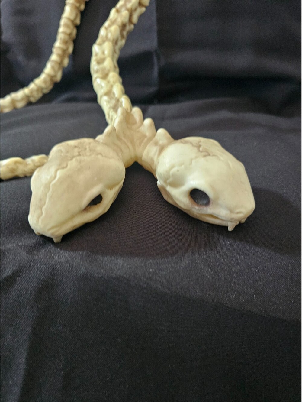 Spirit Double Headed Snake Skeleton Beige Heavy Rubber Halloween Props Spooky